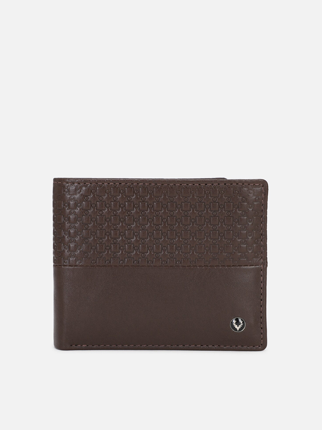Buy Allen Solly Men Brown Textured Leather Two Fold Wallet Wallets