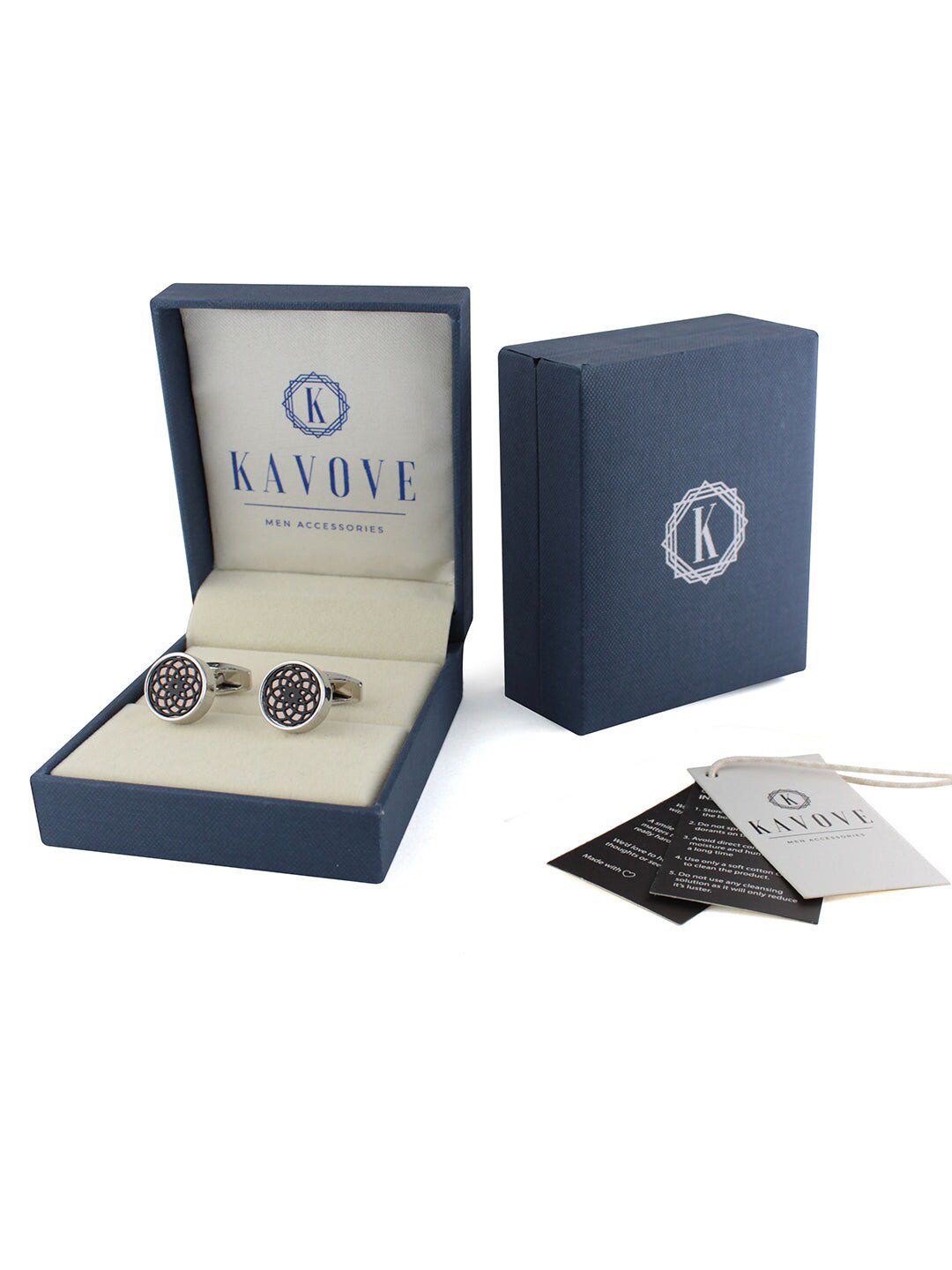 Buy Kavove Black & Gold Toned Cufflink Cufflinks for Unisex 19564608