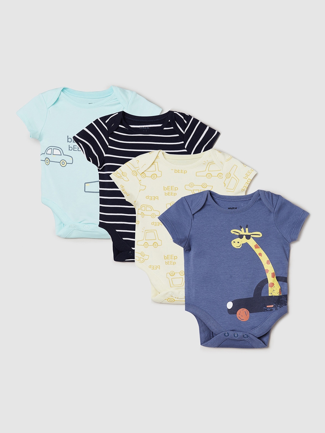 Buy Max Pack Of 4 Infants Boys Printed Pure Cotton Bodysuit - Bodysuit for Boys 19568352 | Myntra