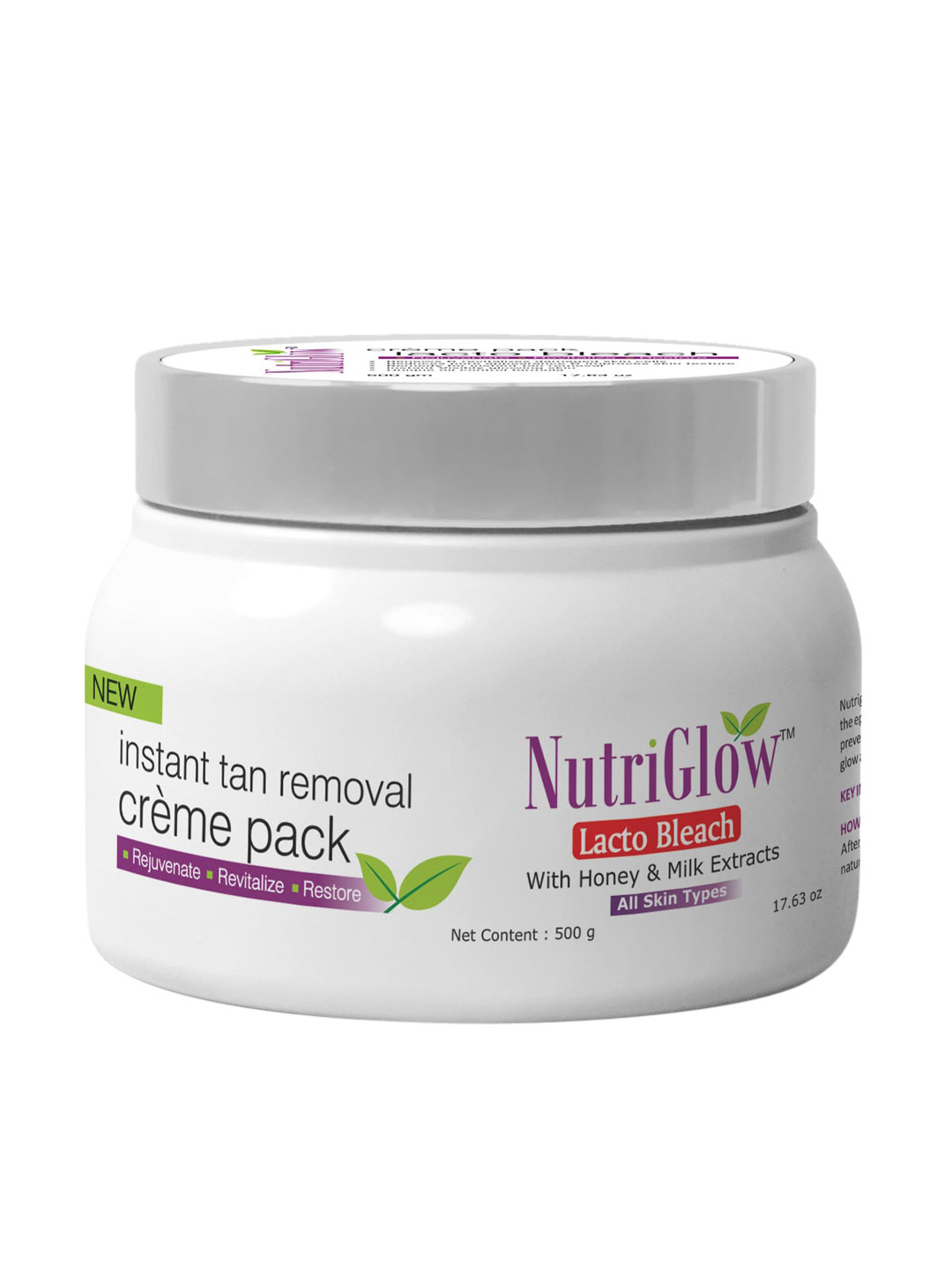 Buy NutriGlow Sustainable Lacto Bleach Tan Removal With Honey & Milk