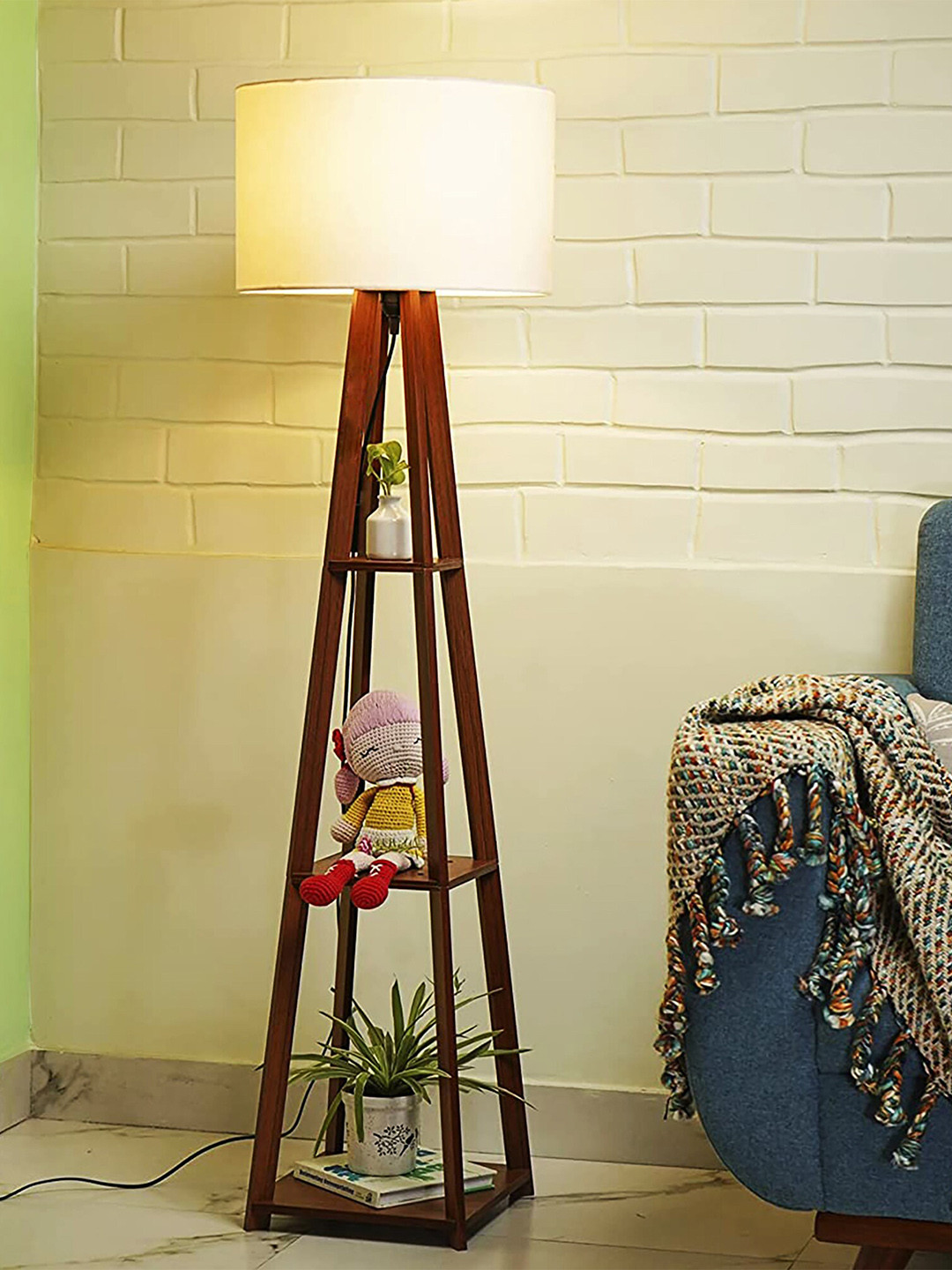 Buy Homesake Walnut Furniture Wood Multiutility Floor Lamps Floor