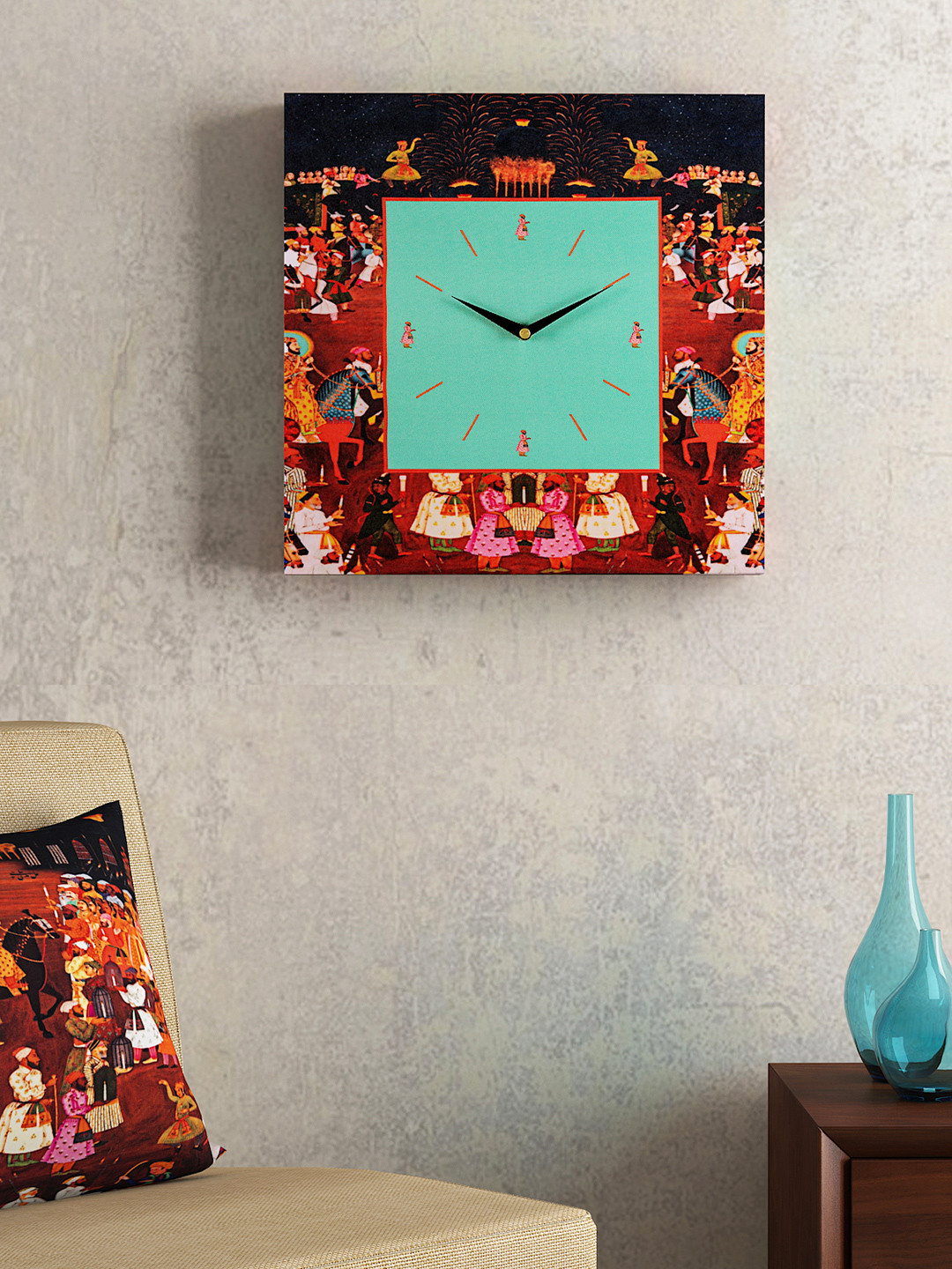 Buy SEJ By Nisha Gupta Blue Dial 35.5 Cm X 35.5 Cm Square Analogue Wall