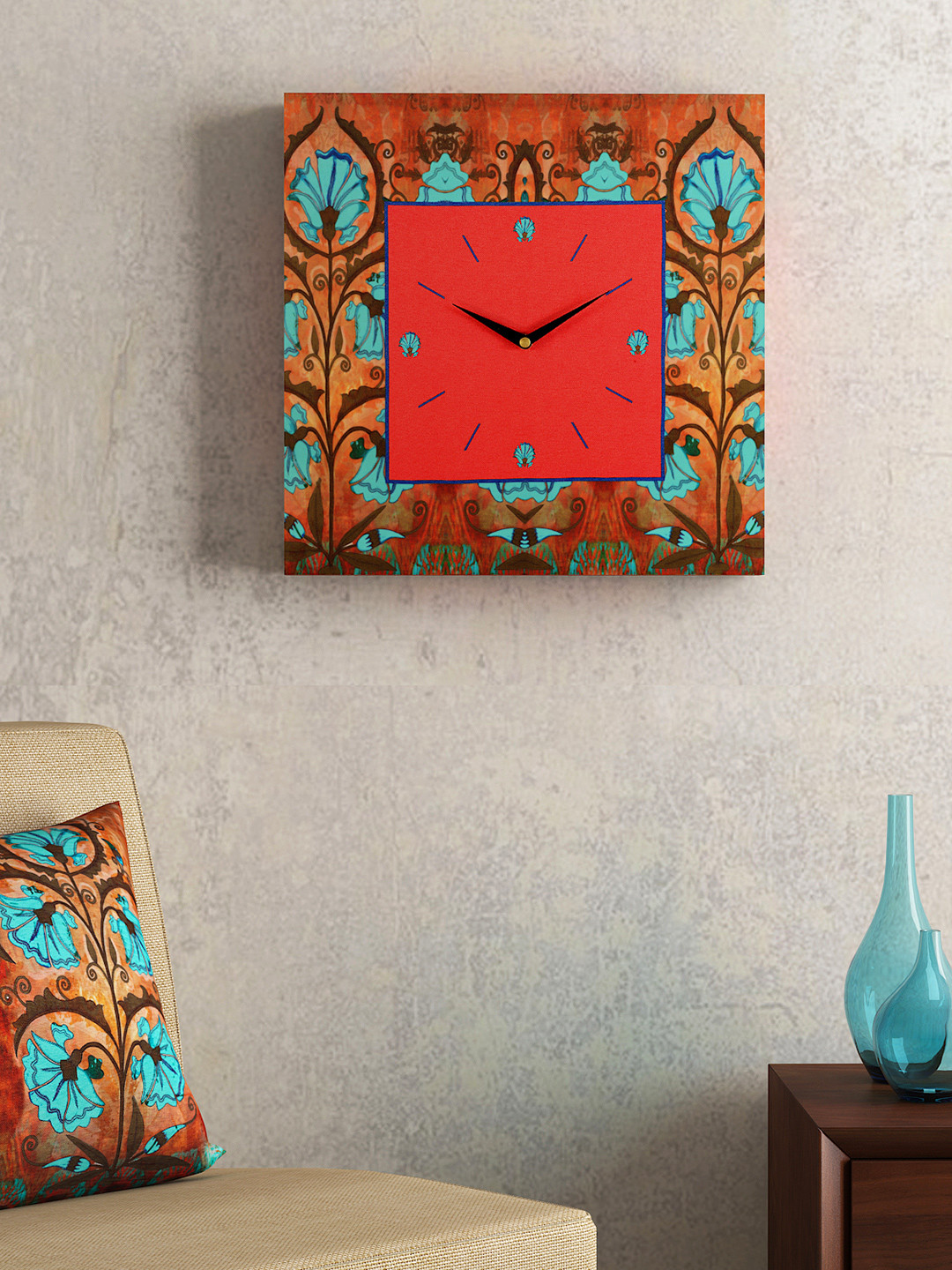 Buy SEJ By Nisha Gupta Pink Dial 35.5 Cm X 35.5 Cm Square Analogue Wall