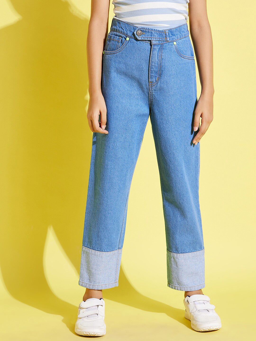 buy-noh-voh-sassafras-kids-girls-blue-pure-cotton-straight-fit-jeans