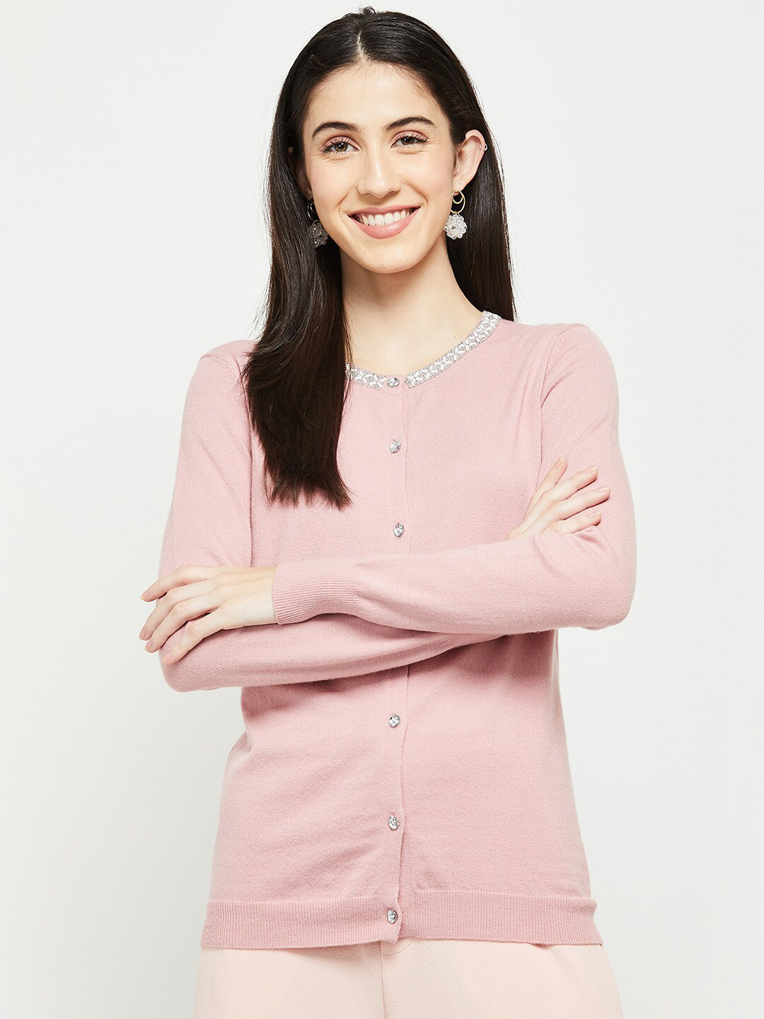 Buy Max Women Pink Cardigan Sweater - Sweaters for Women 19581496 | Myntra