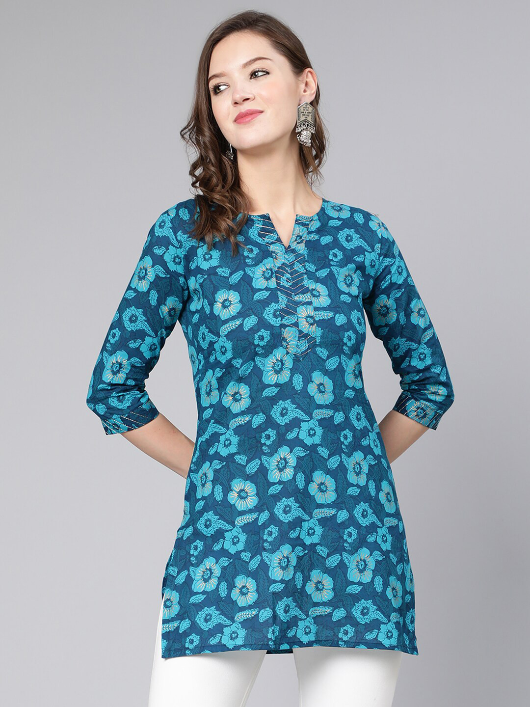 Buy Nayo Women Blue Printed Tunic Tunics for Women 19582844 Myntra