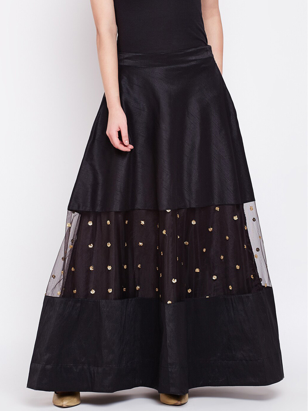 Buy Studio Rasa Women Black Embellished Maxi Skirt Skirts for Women