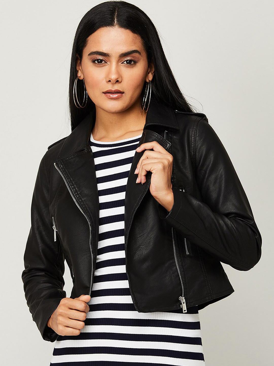 Buy Ginger By Lifestyle Women Black Biker Jacket Jackets for Women