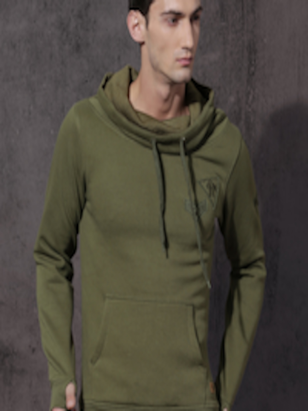 Buy Roadster Men Olive Green Solid Sweatshirt - Sweatshirts for Men ...