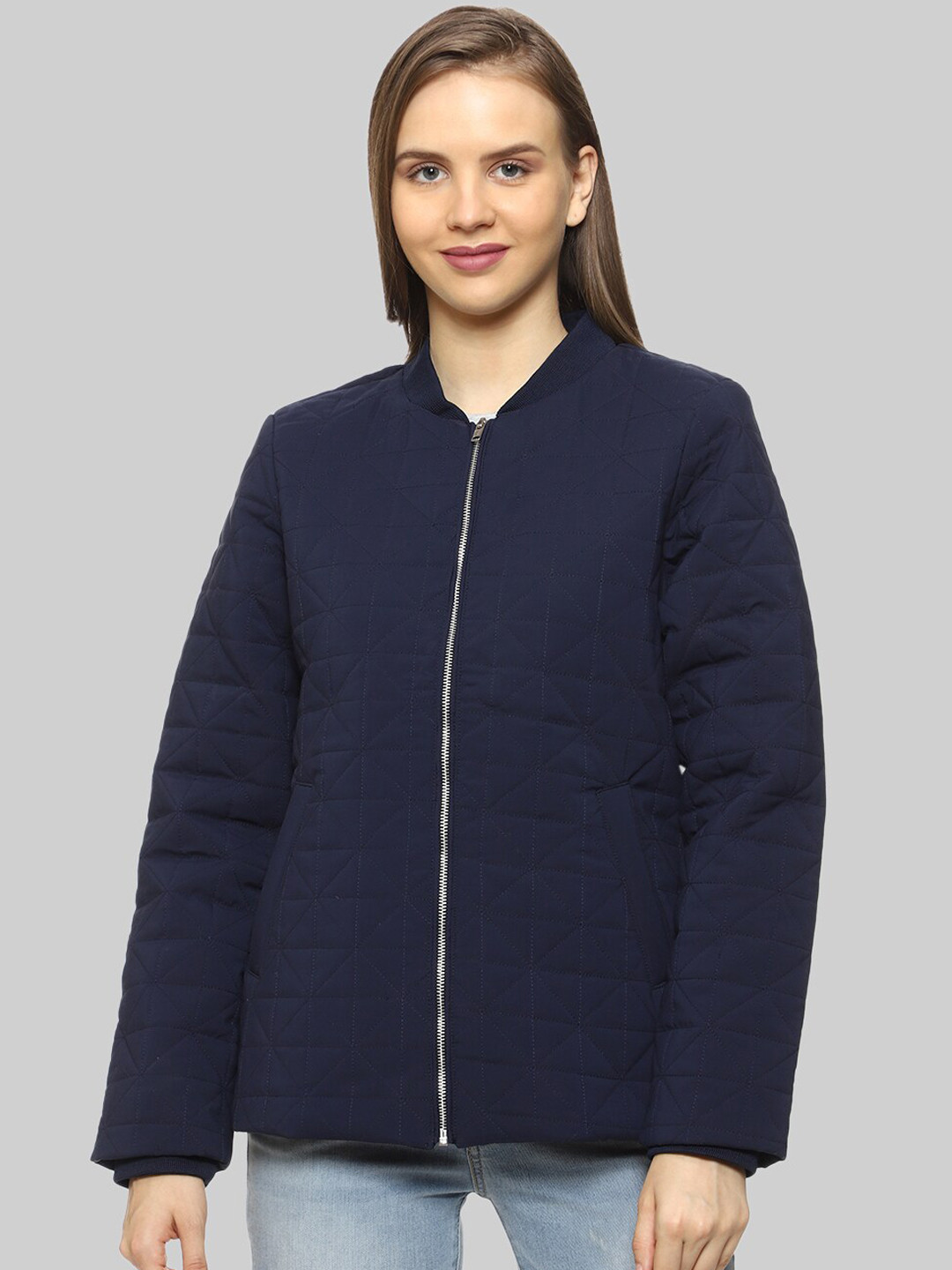 Buy Mark Leute Women Navy Blue Quilted Jacket Jackets for Women