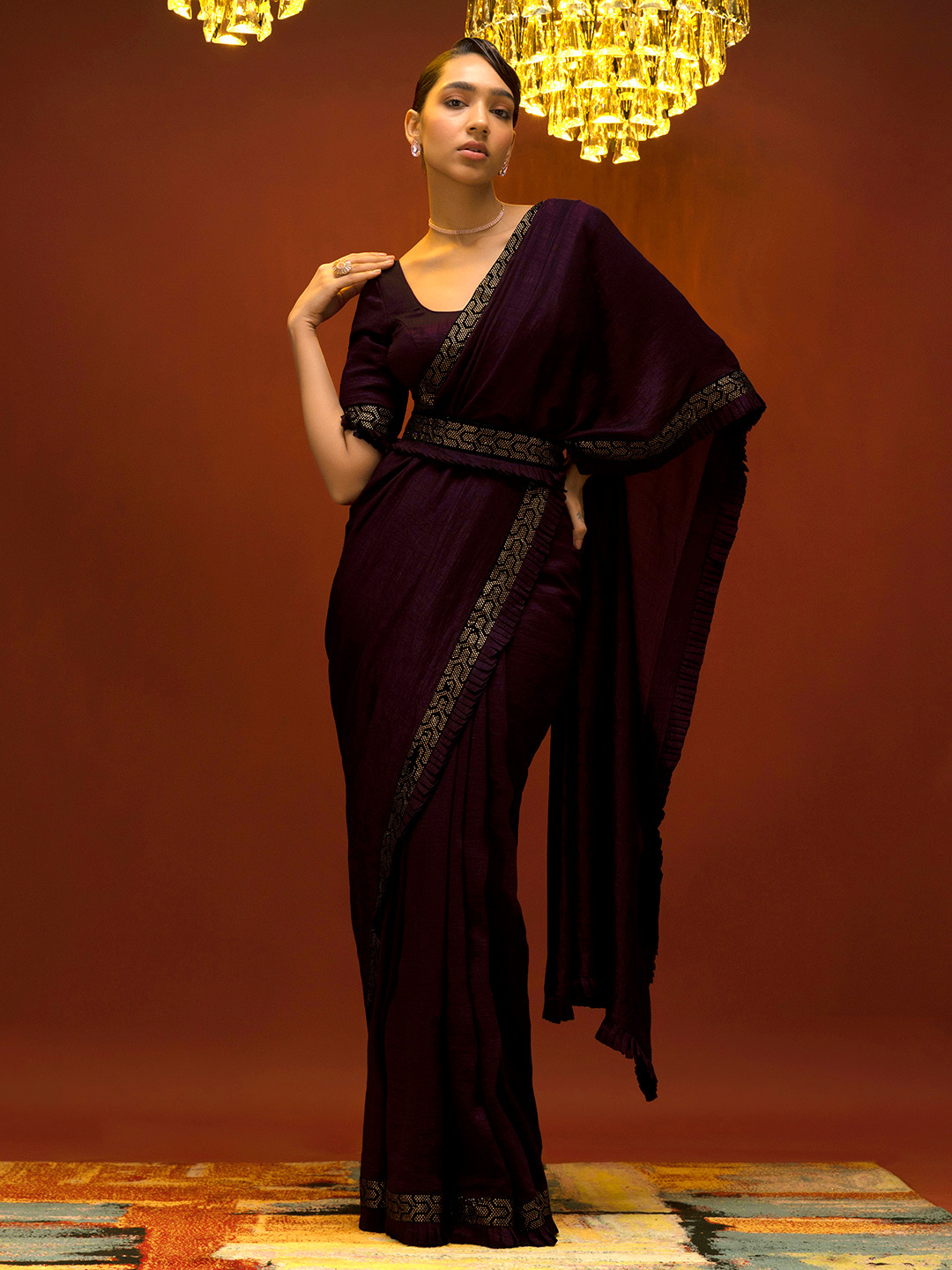 Buy Soch Coffee Brown Sequinned Organza Saree - Sarees for Women ...