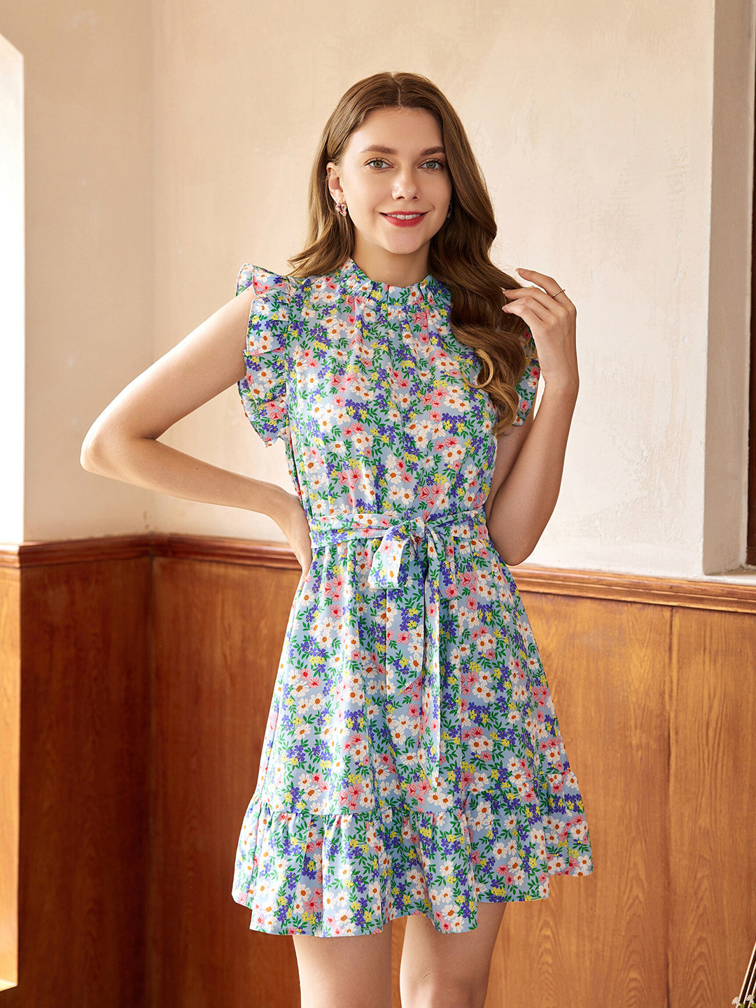 Buy URBANIC Blue Floral Fit & Flare Dress Dresses for Women 19599780