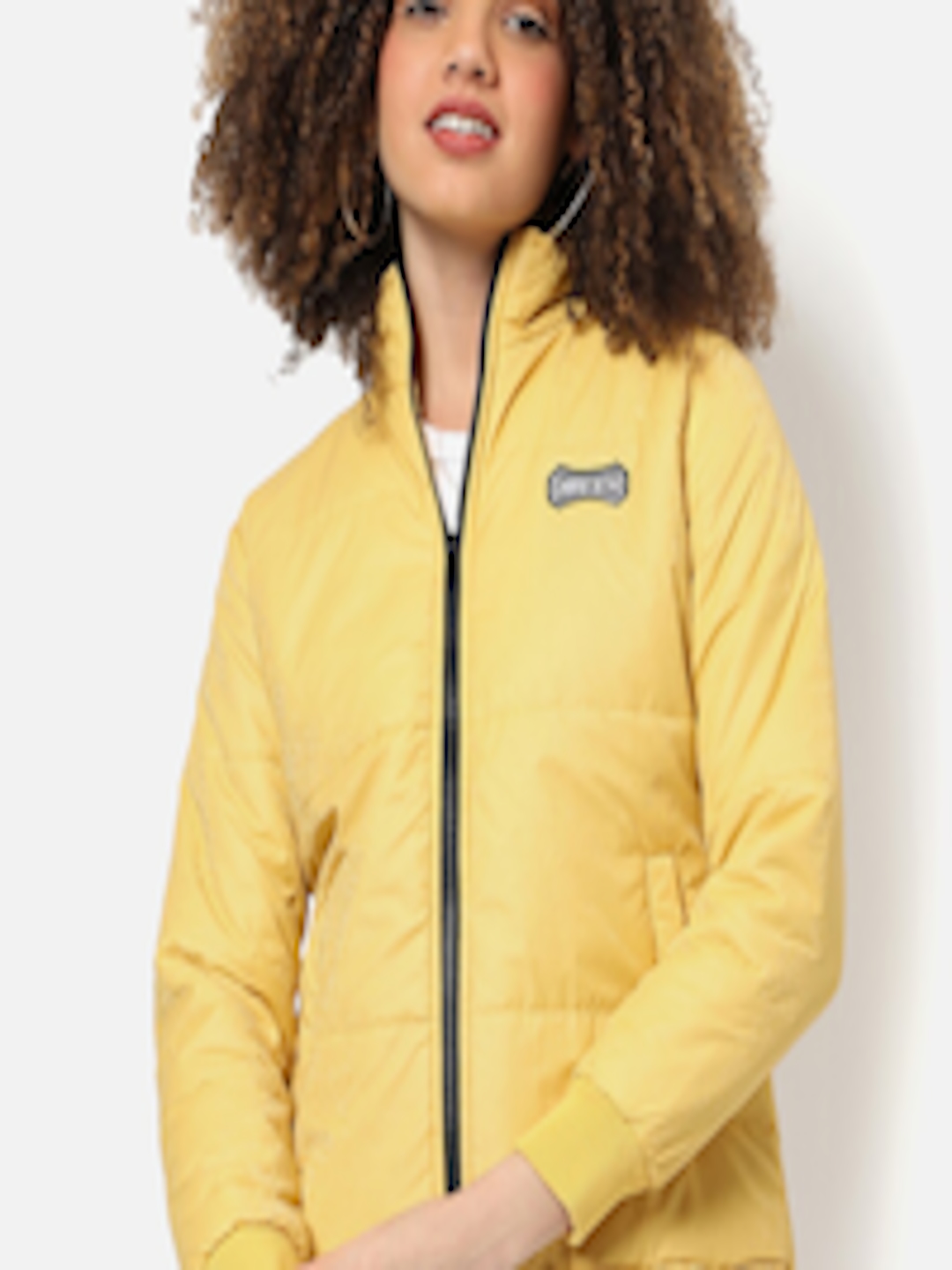 Buy Campus Sutra Women Yellow Windcheater Outdoor Padded Jacket ...