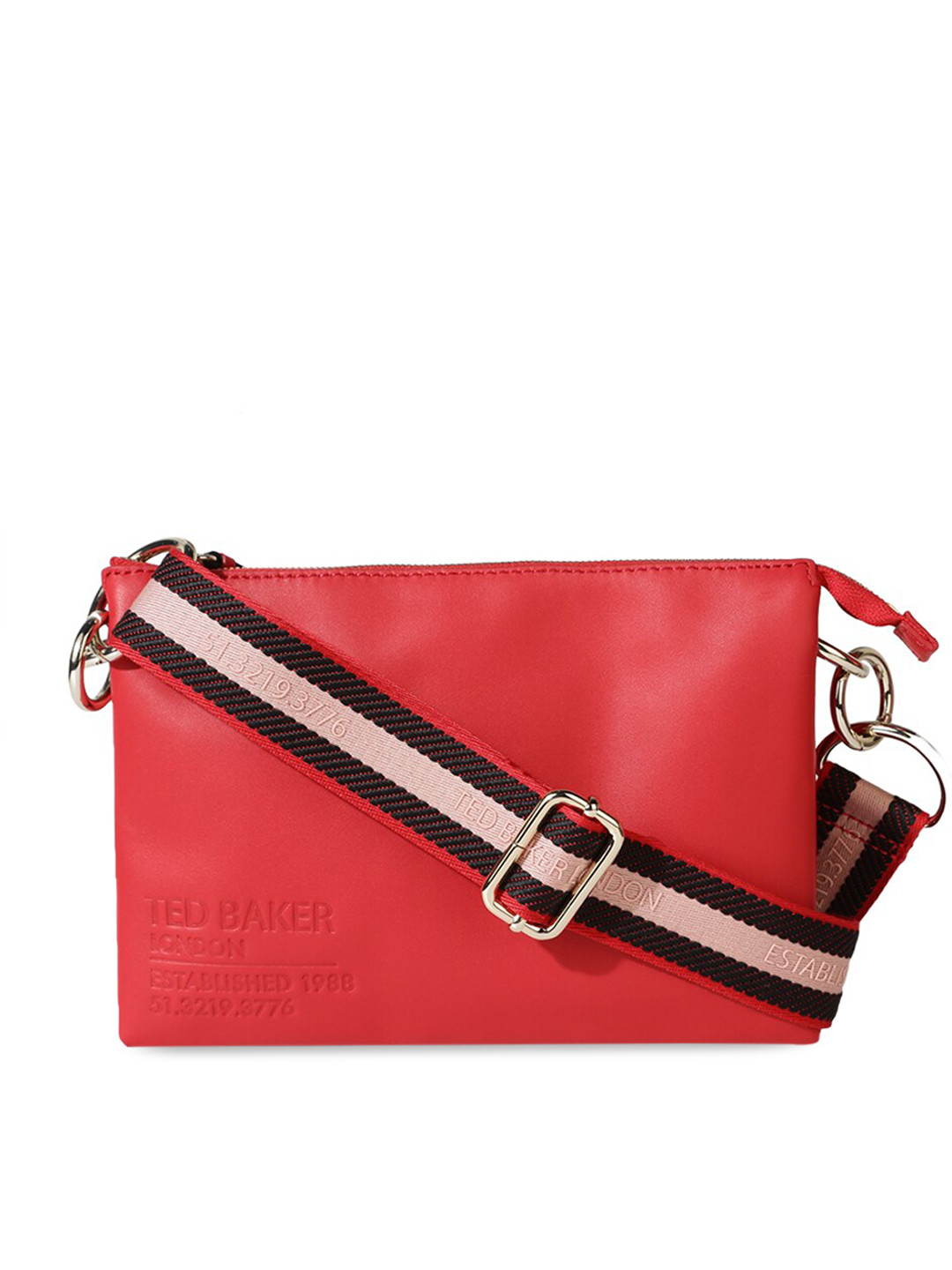 Buy Ted Baker Red Leather Structured Sling Bag Handbags for Women