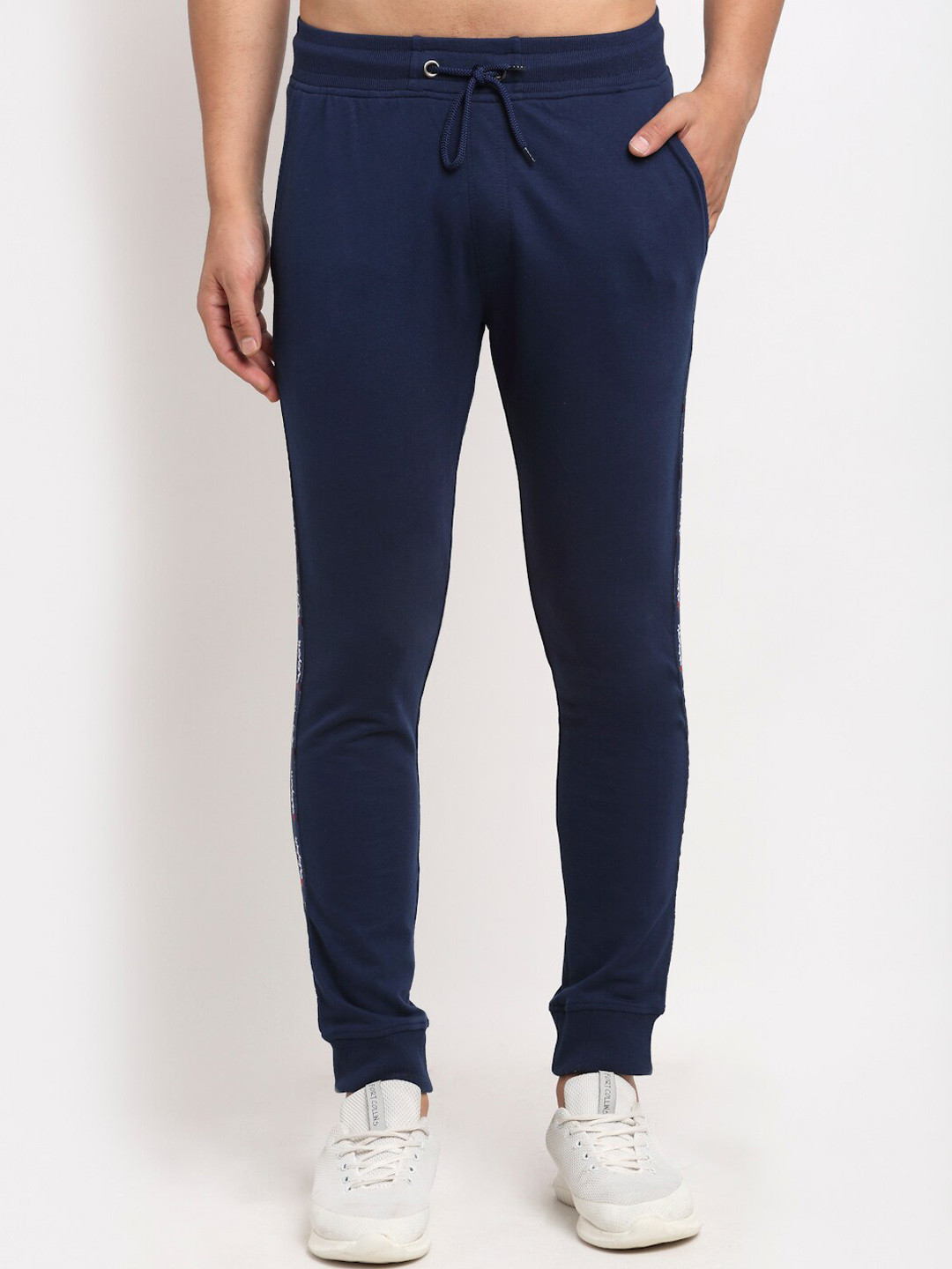 Buy Club York Men Navy Blue Solid Straight Fit Joggers Track Pants