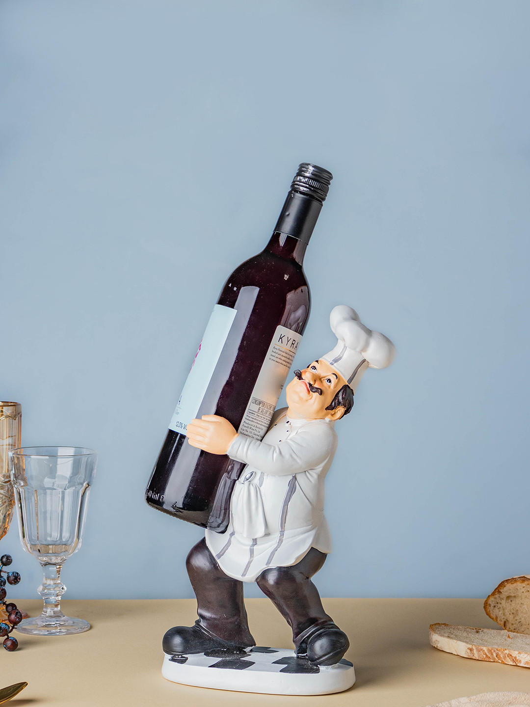 Buy Nestasia White & Black Wine Holder Chef Showpiece Showpieces for