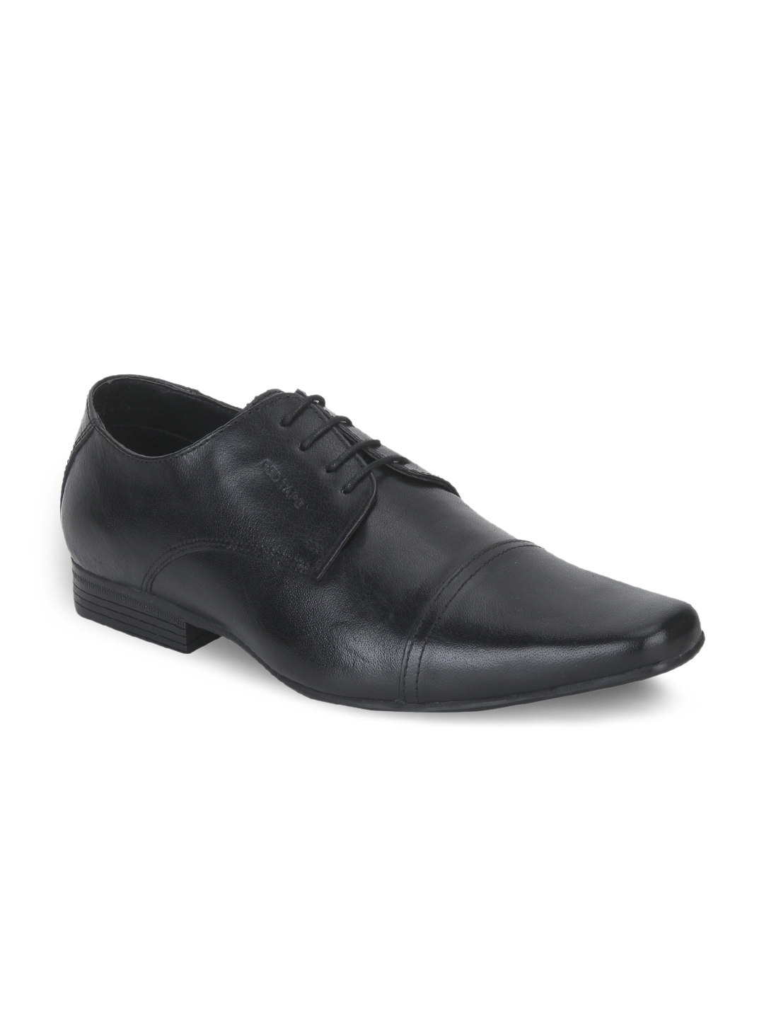 red tape mens black leather formal shoes