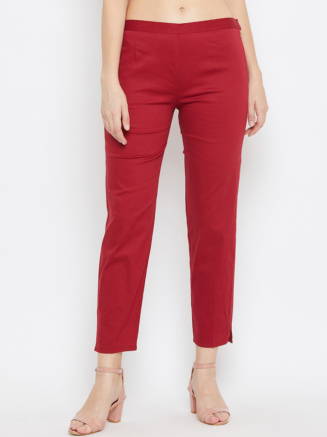 Buy Clora Creation Women Maroon Smart Easy Wash Regular Fit Trouser