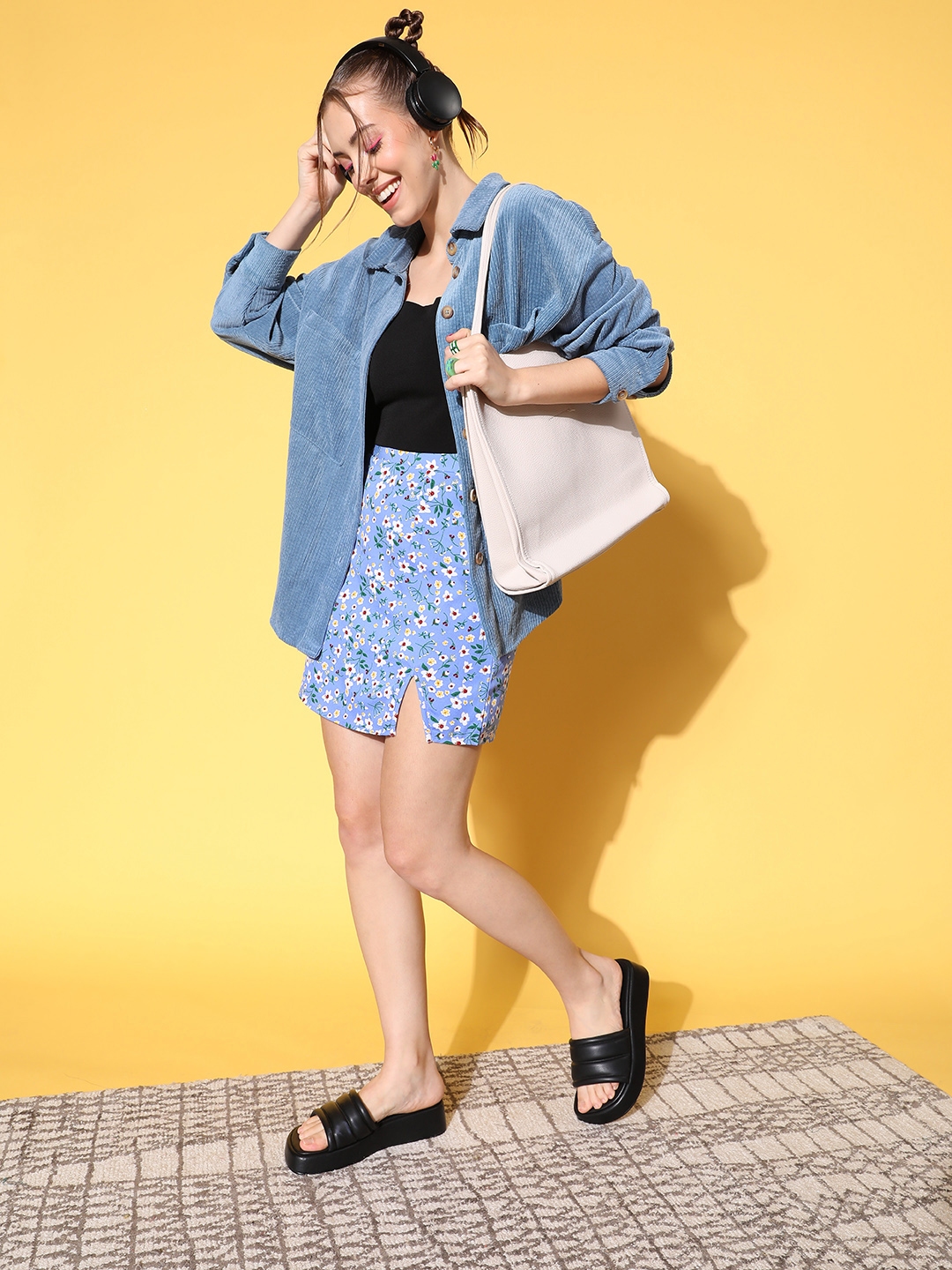 Buy Berrylush Blue Floral Simply Mini Skirt - Skirts for Women 19610890 ...
