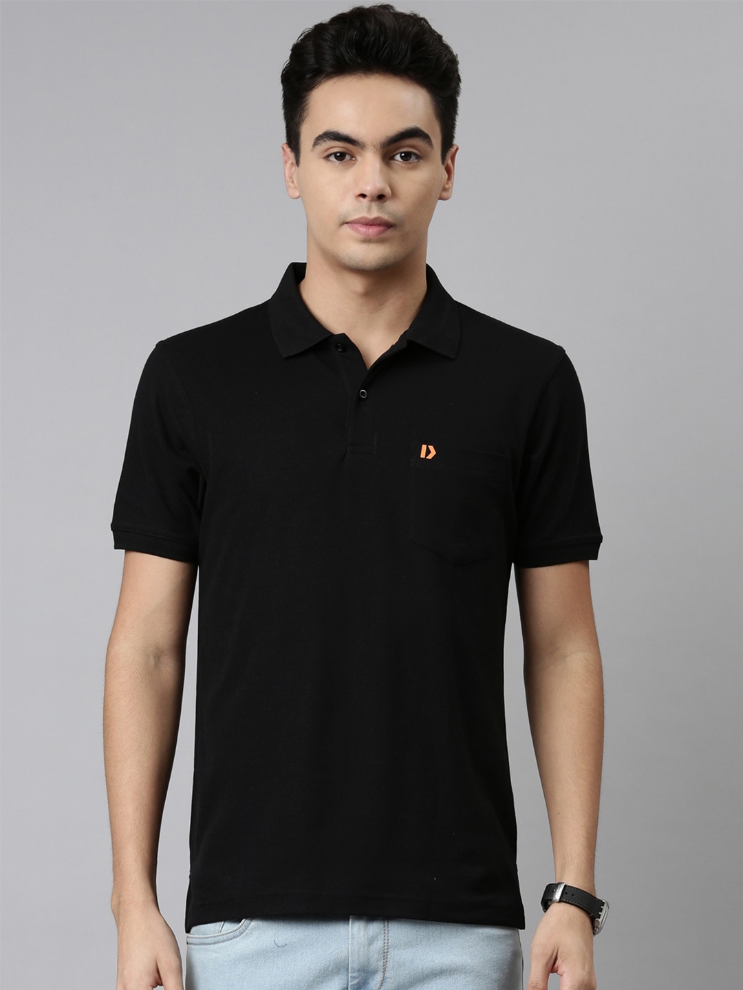 Buy DIXCY SCOTT Men Black Polo Collar T Shirt - Tshirts for Men ...