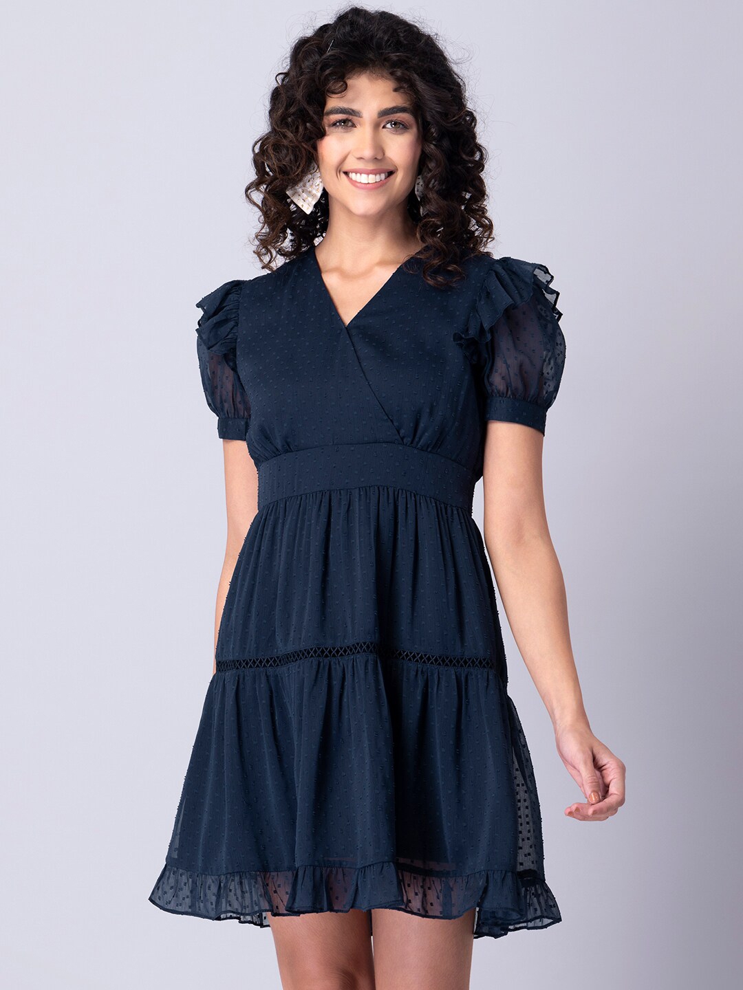 Buy FabAlley Women Navy Blue Georgette Dress - Dresses for Women ...