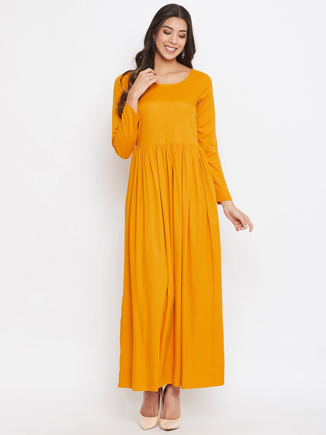 Buy HELLO DESIGN Mustard Yellow Maxi Dress - Dresses for Women 19622184 ...