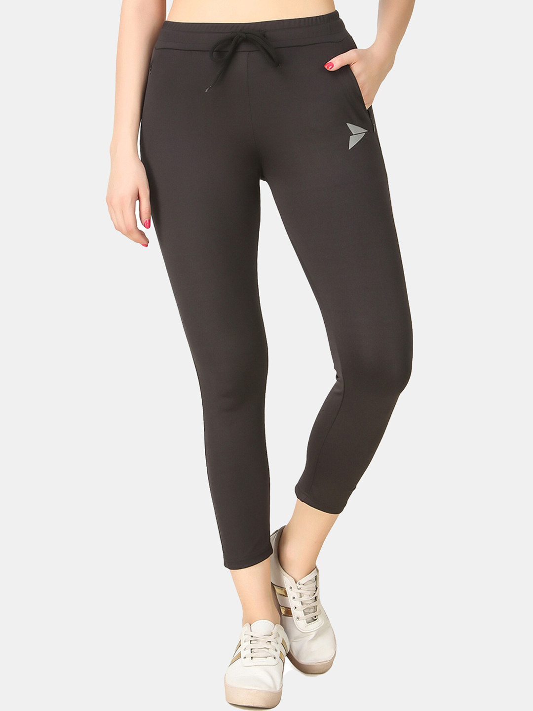 Buy FITINC Women Brown Solid Slim Fit Anti Microbial Gym Track Pant