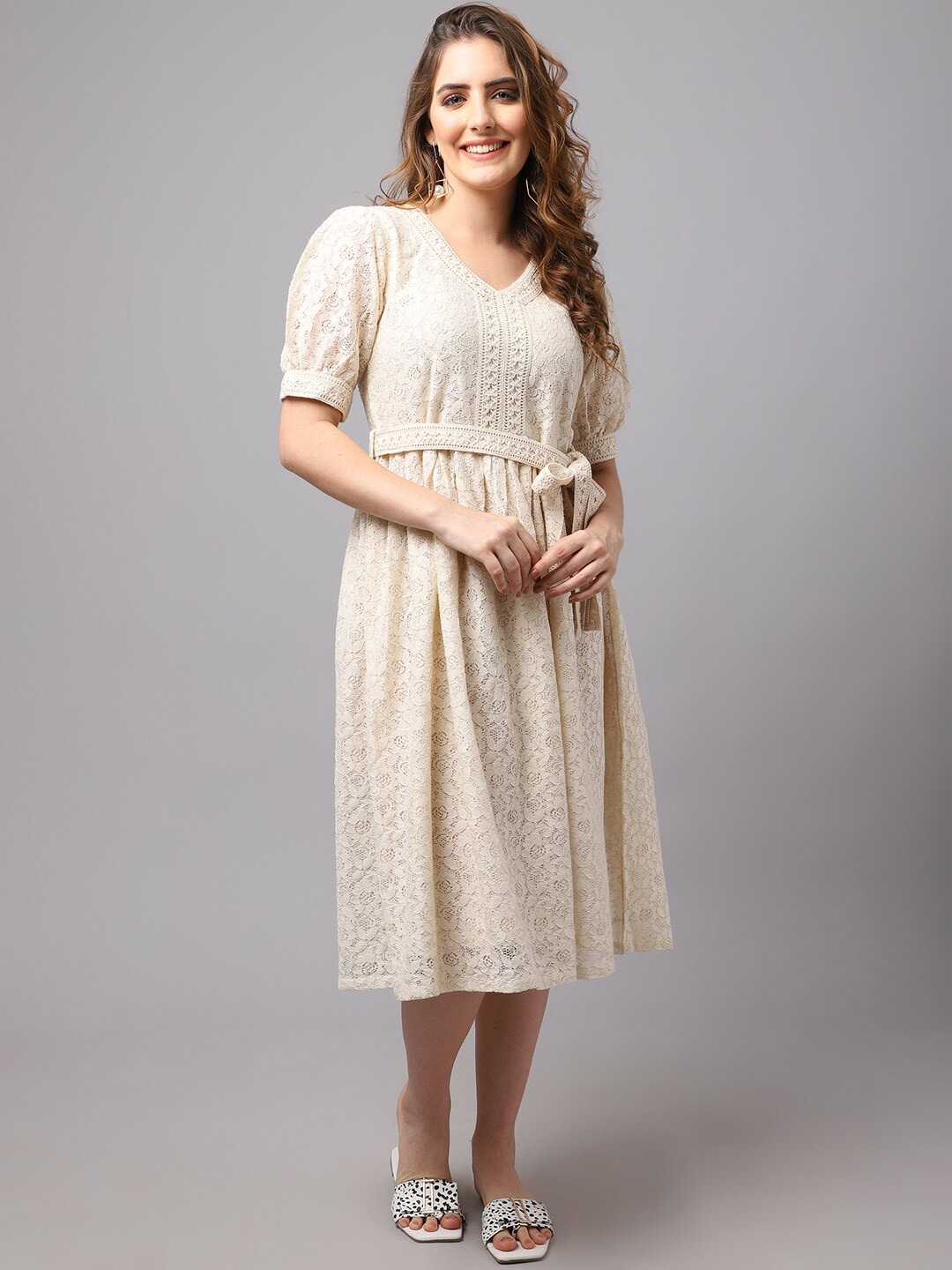Buy Tulsattva Off White Midi Dress - Dresses for Women 19628864 | Myntra