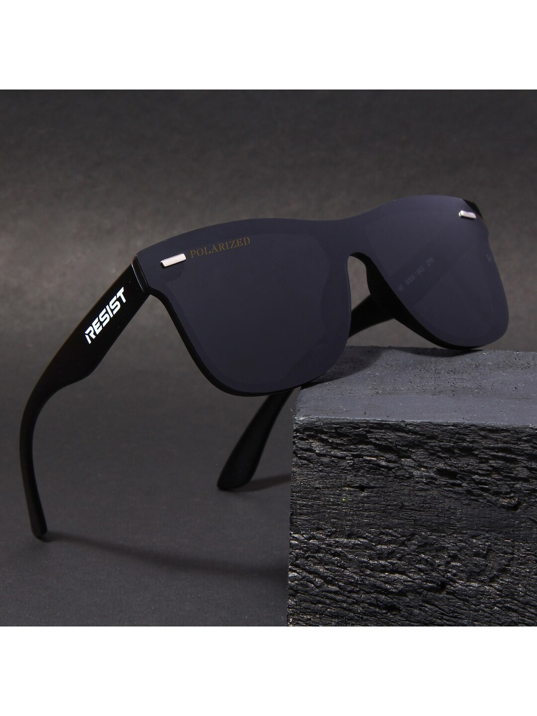 Buy Resist Eyewear Unisex Black Lens And Black Wayfarer Sunglasses With Polarised And Uv Protected 