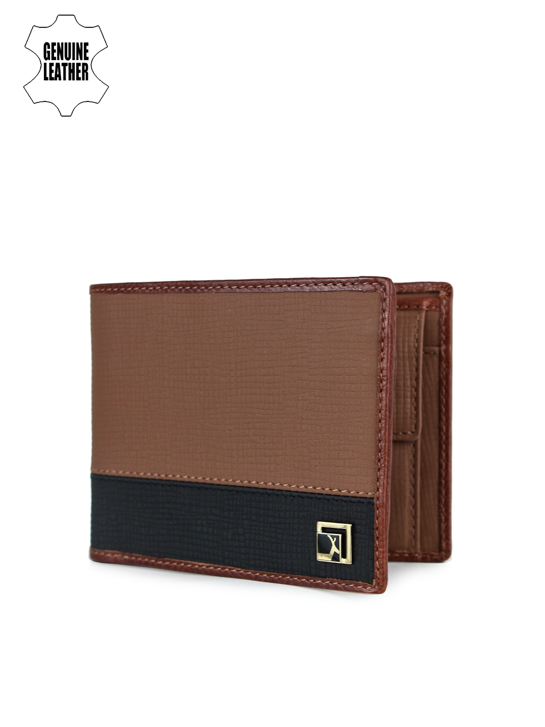 Buy Da Milano Men Brown & Black Colourblocked Leather Two Fold Wallet ...