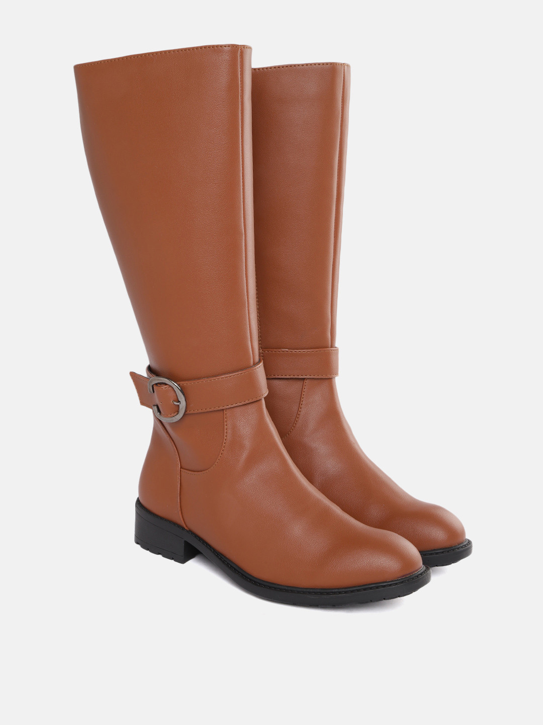 elle block heel boot tan