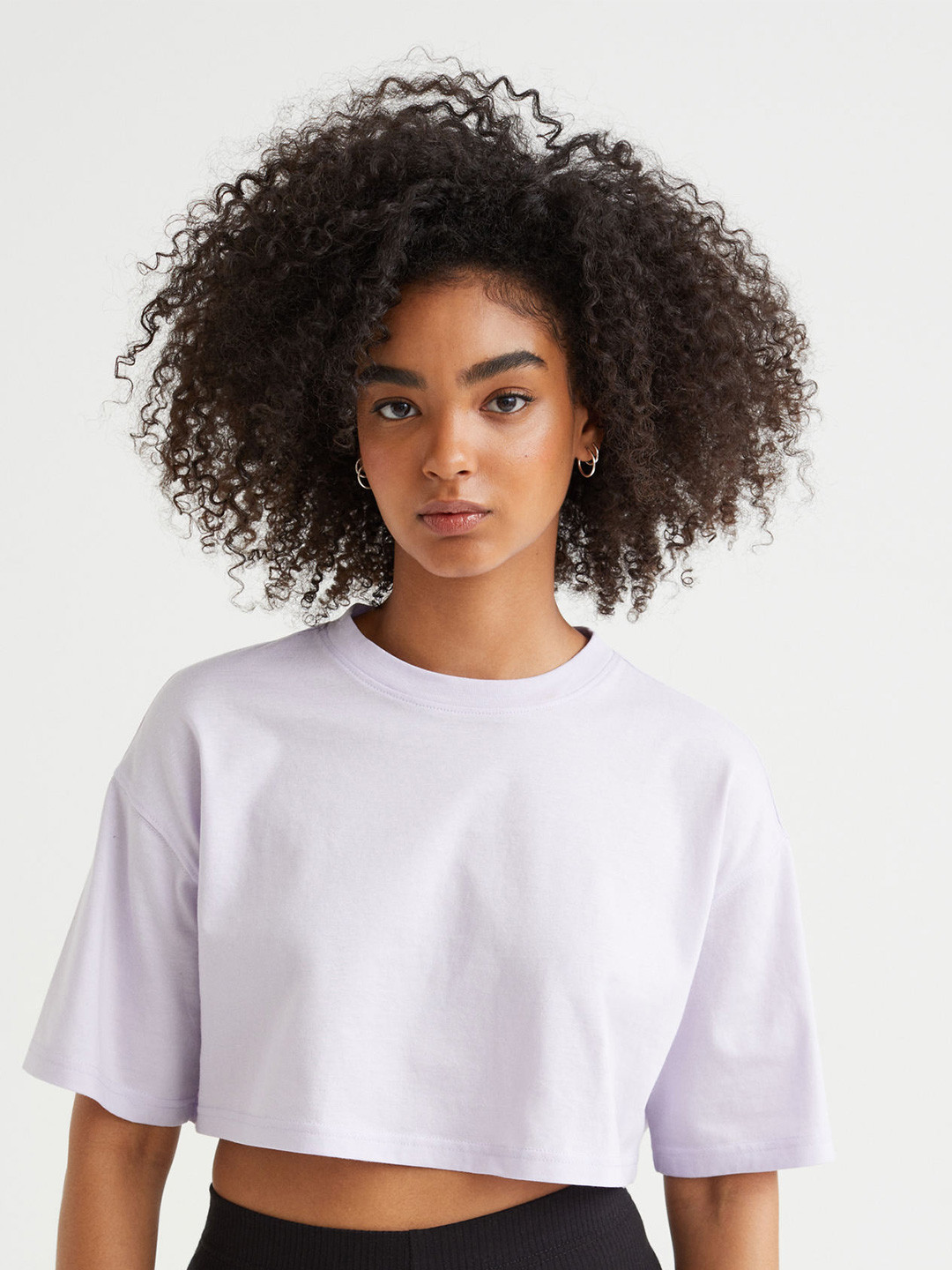 Buy H&M Women Purple Cropped Cotton T Shirt Tshirts for Women