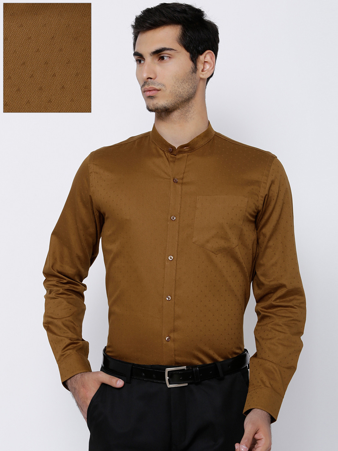 Buy Black Coffee Men Brown Slim Fit Self Design Formal Shirt - Shirts ...