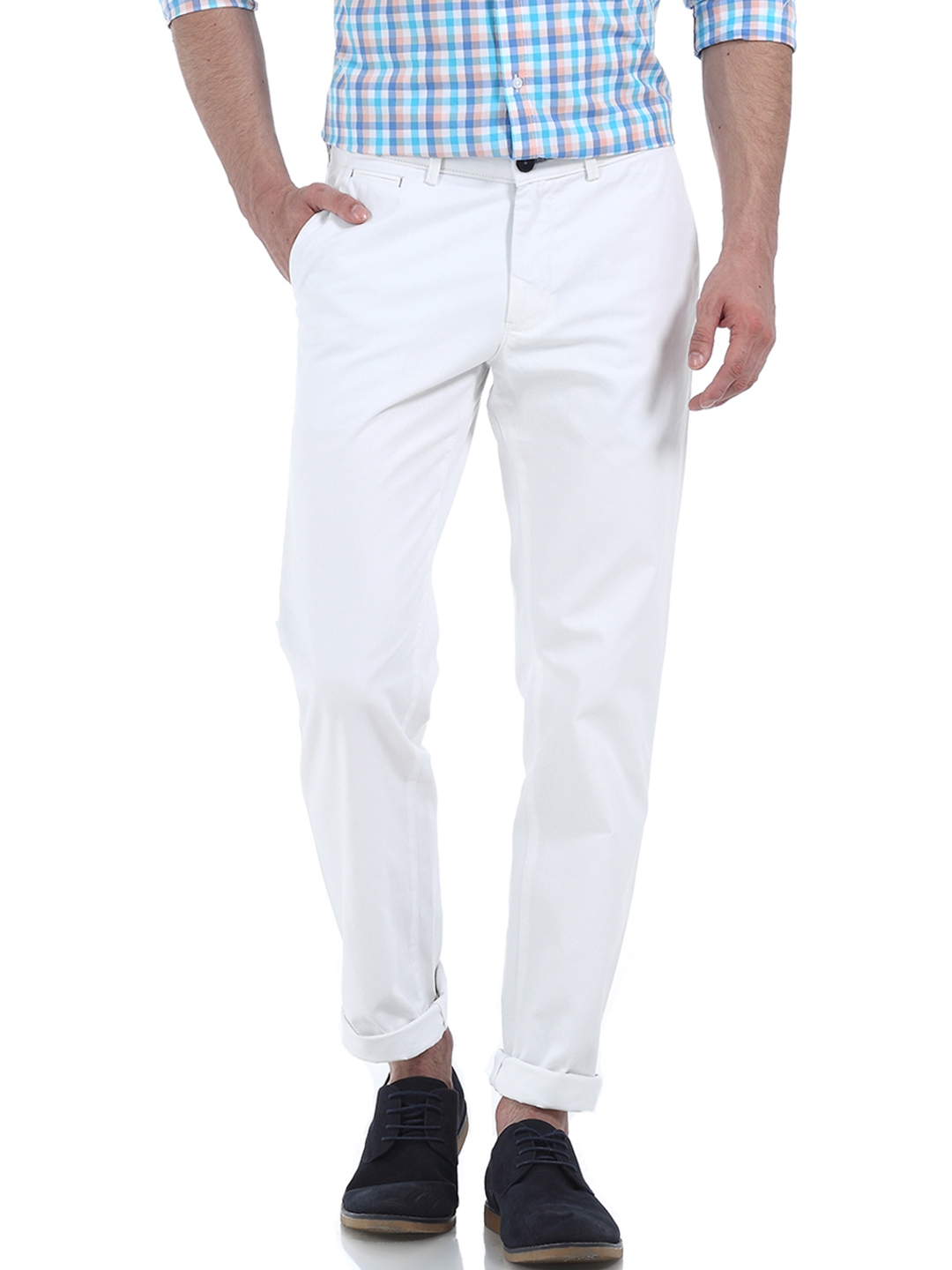 Buy Basics Men White Slim Fit Solid Chinos - Trousers for Men 1963960 ...