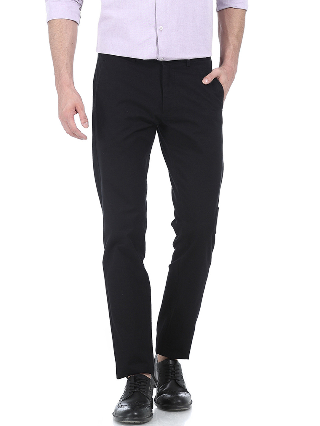 Buy Basics Men Black Tapered Fit Solid Chinos Trousers for Men