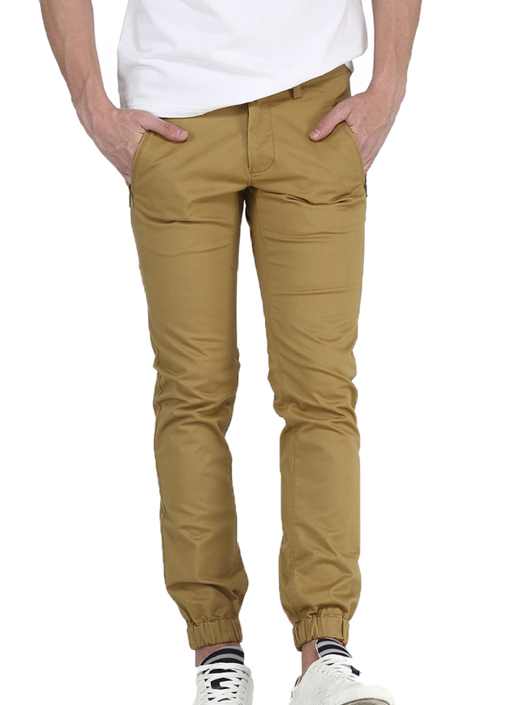 khaki tapered joggers