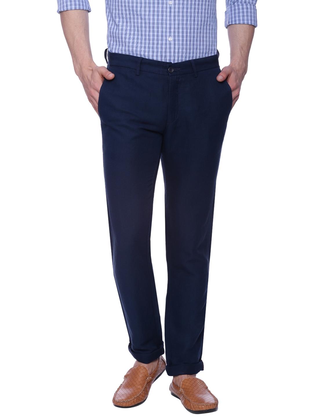 Buy Basics Men Navy Tapered Fit Solid Chinos - Trousers for Men 1964012 ...