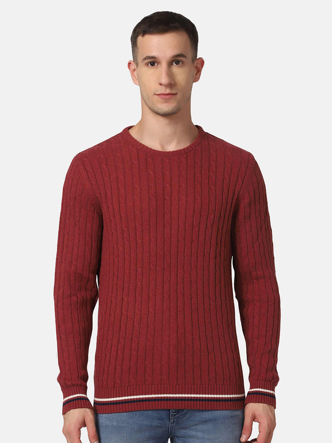 Buy Blackberrys Men Maroon Self Design Pullover - Sweaters for Men ...