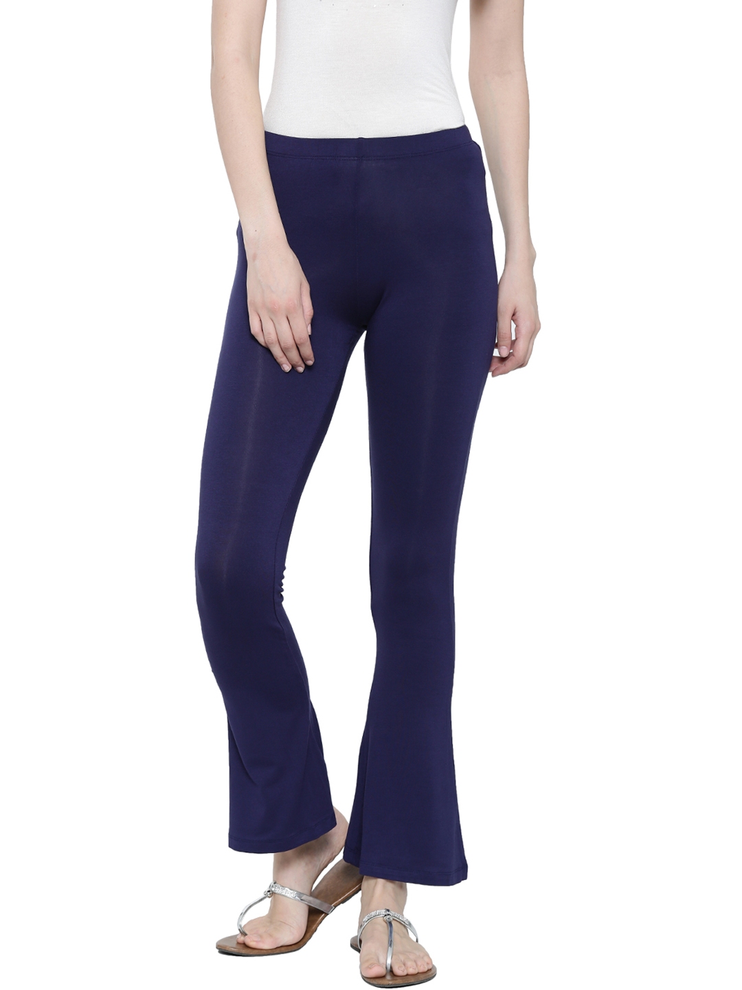 navy blue bootcut trousers