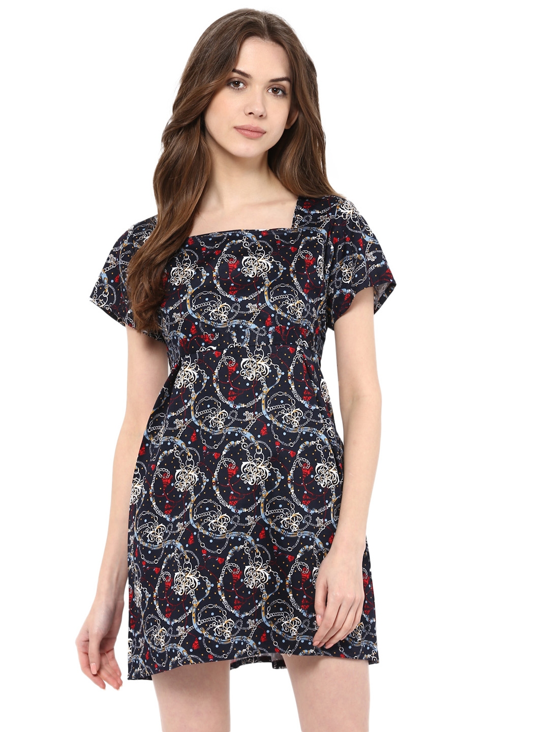 Buy Kira Women Black & Red Printed Empire Line Dress - Dresses for ...