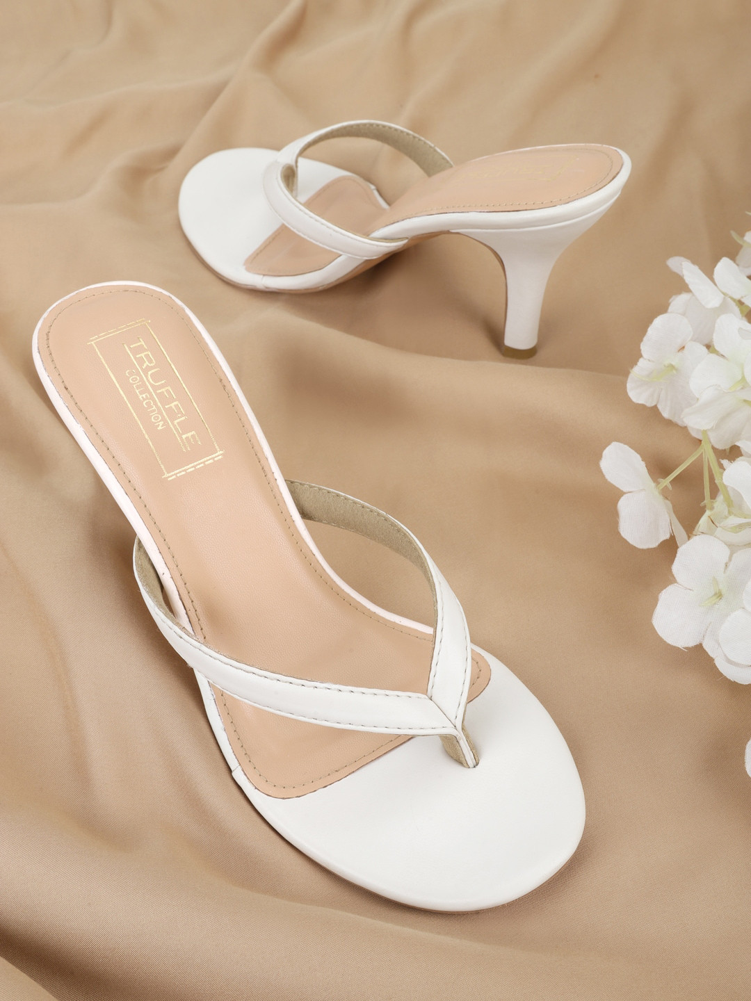 Buy Truffle Collection White PU Wedge Sandals Heels for Women