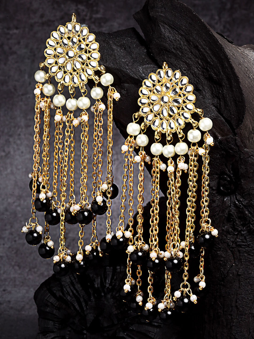 Buy KARATCART Black Floral Drop Earrings Earrings for Women 19650788