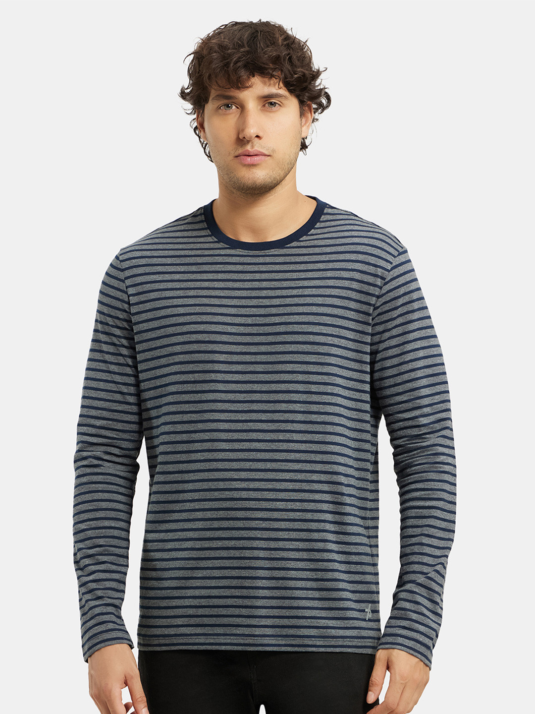 Buy Jockey Super Combed Cotton Rich Striped Round Neck Full Sleeve ...
