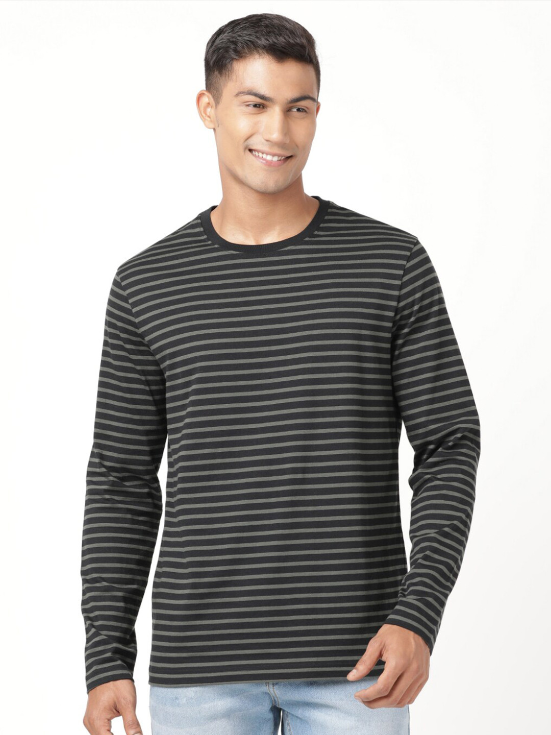 Buy Jockey Men Black Striped Full Sleeve T Shirt - Tshirts for Men ...