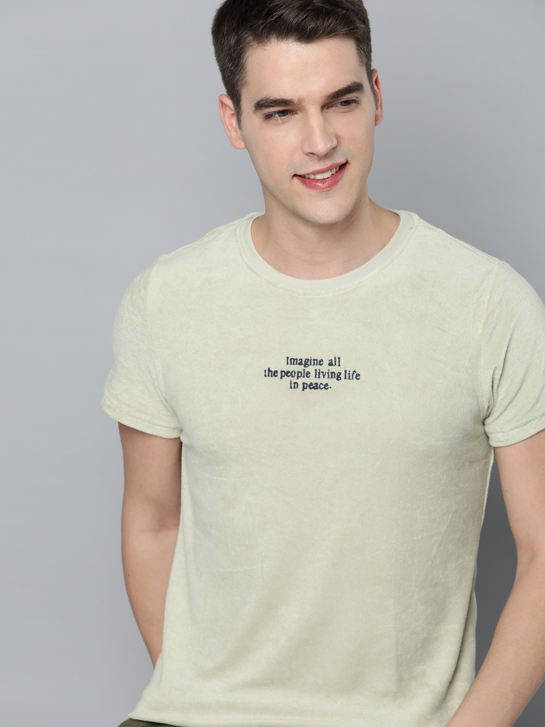 Men's Casual White Typography T-Shirt main image 0