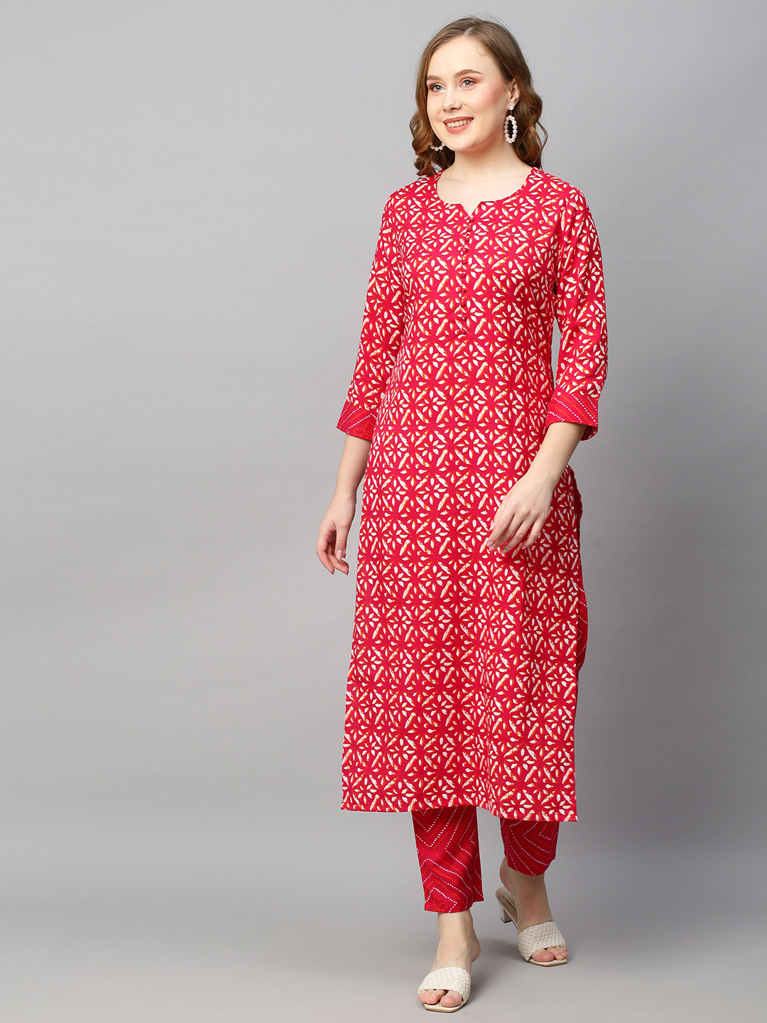 Women Pink Ethnic Motifs Printed Kurta with Palazzos