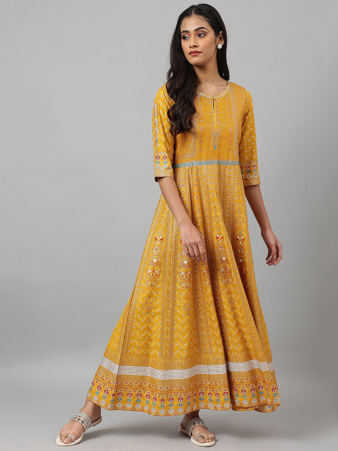Ethnic Yellow Gown main image 1