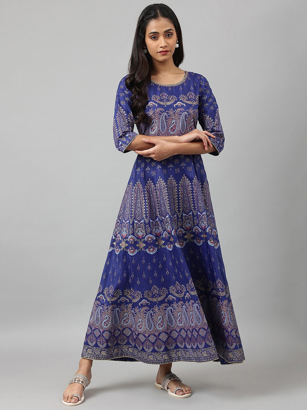 Men's Navy Blue Ethnic Motifs Printed Co-Ords with Shorts