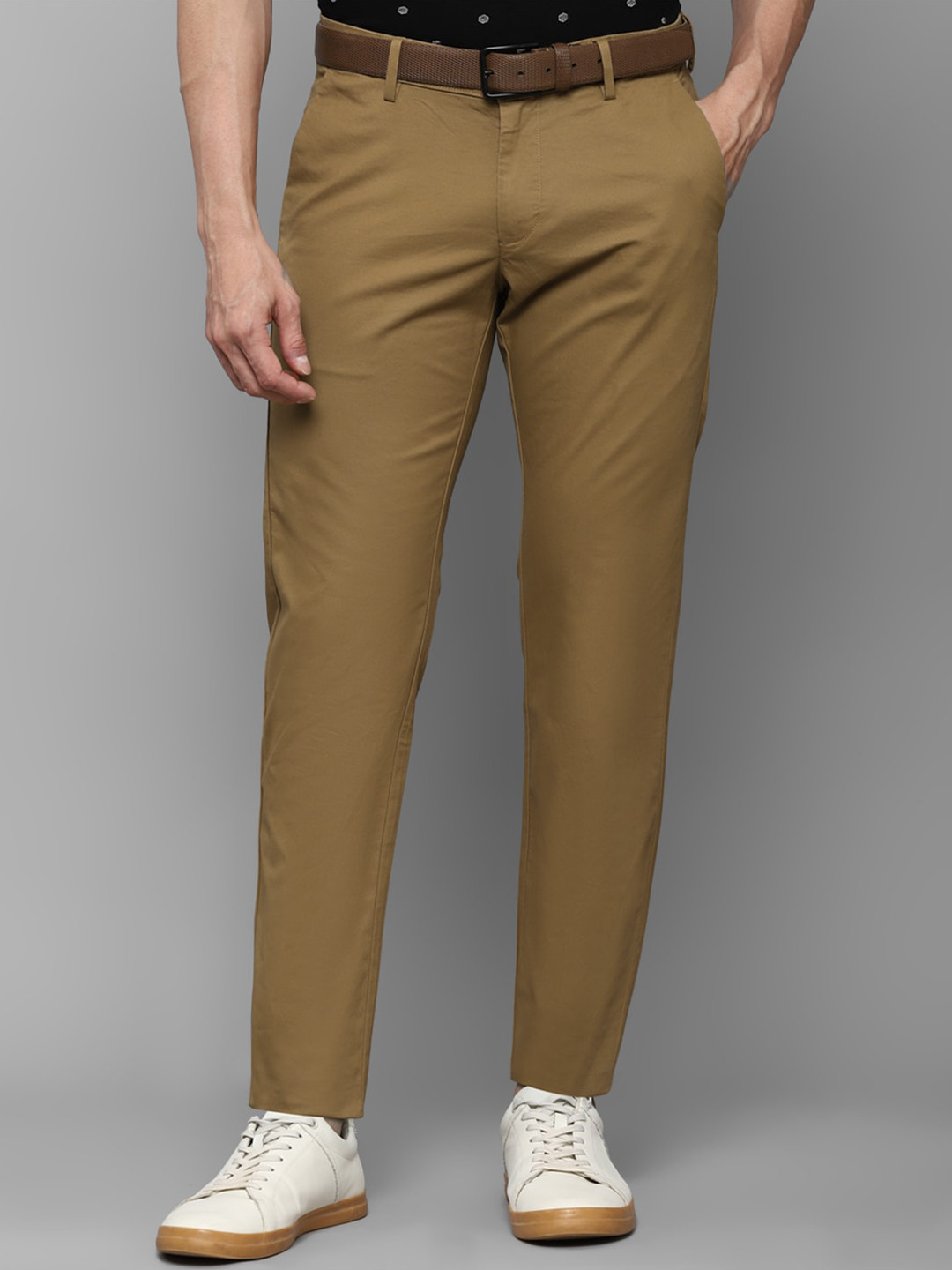 Buy Allen Solly Men Brown Slim Fit Cotton Trousers Trousers for Men