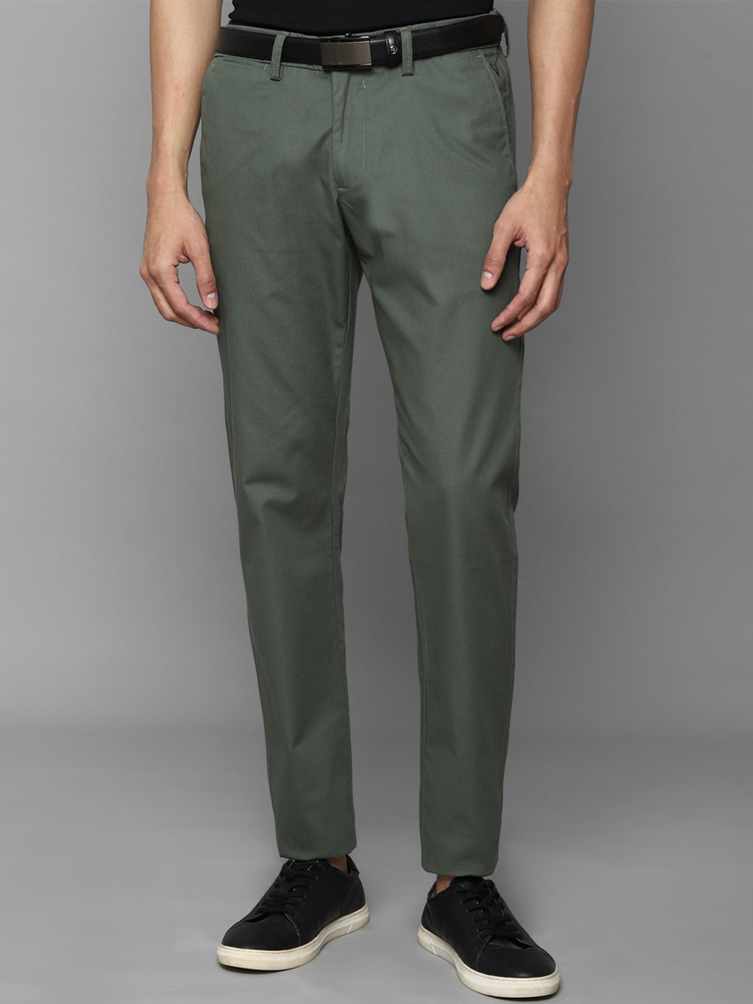 Buy Allen Solly Men Olive Green Slim Fit Chinos Trousers - Trousers for ...